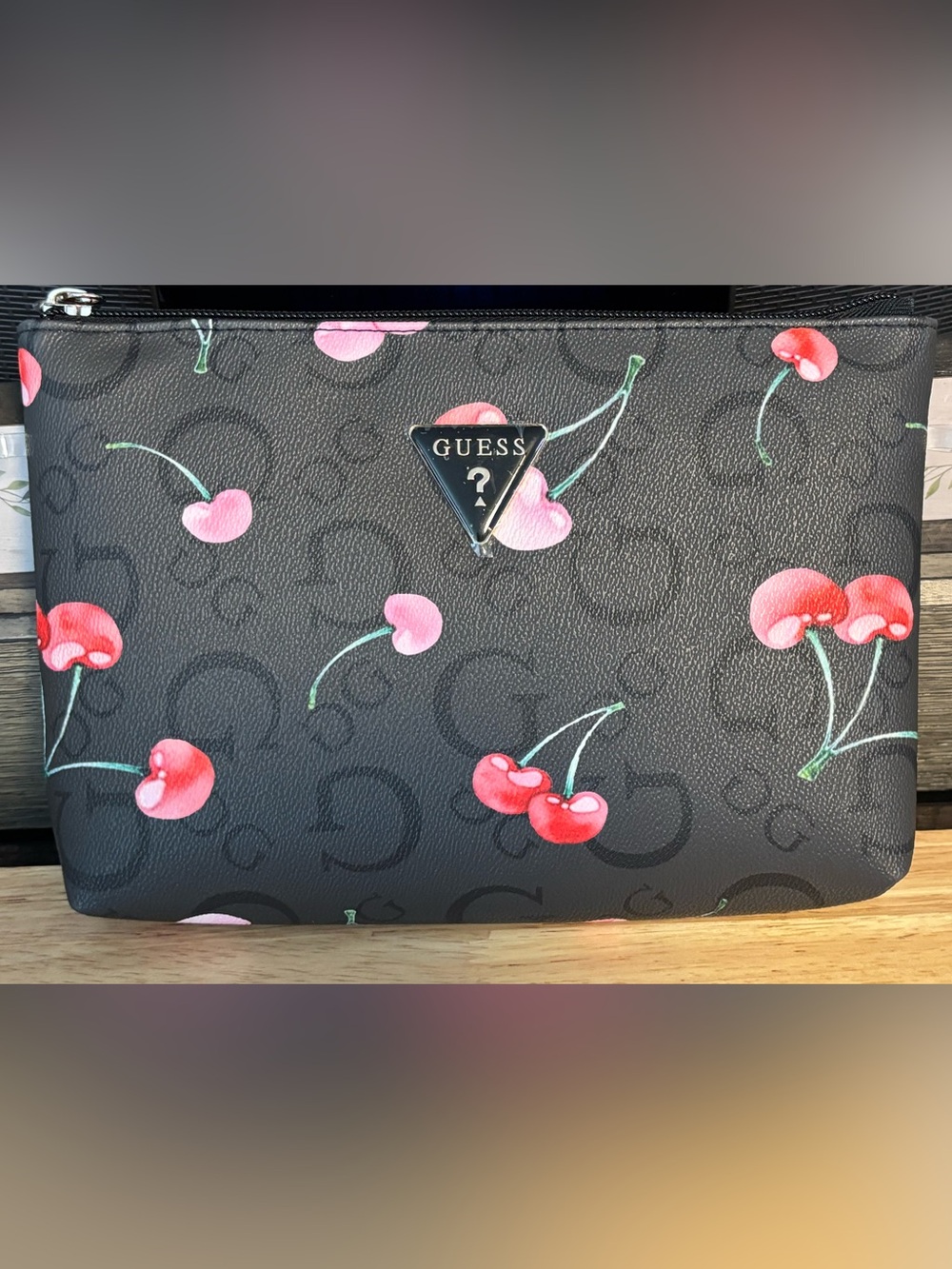 Beauty Package With GUESS Black Cherry Print Cosmetic Bag